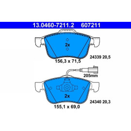 Bremsbelagsatz Alfa S. 159 1.8-2.2 Jts 05-11 13.0460-7211.2