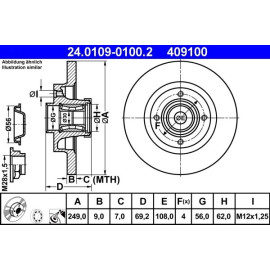 Bremsscheibe Peugeot T. 307/C4 Mit Lager 24.0109-0100.2 Bremsscheibe Peugeot T. 307/C4 Mit Lager 24.0109-0100.2