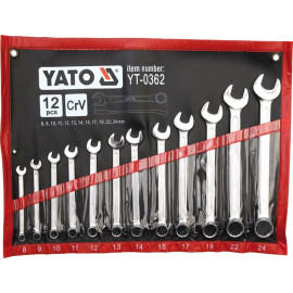 Maulringschlüsselsatz 8-24 12Stk. Polierte K÷Pfe YT-0362
