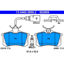 Bremsbelagsatz Vw T. Sharan 95-10 13.0460-2859.2