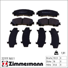 ZIMMERMANN Bremsbeläge 22117.160.1