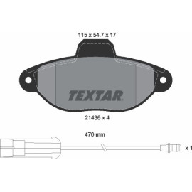 Textar Bremsbelagsatz 2143603 – 1 Verschleißsensor Textar Bremsbelagsatz 2143603 – 1 Verschleißsensor