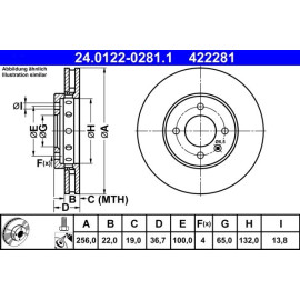 ATE Bremsscheibe VW Vorderachse Up/Skoda Citigo 11 24.0122-0281.1 ATE Bremsscheibe VW Vorderachse Up/Skoda Citigo 11 24.0122-0281.1