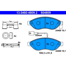 Bremsbelagsatz Citroen P. Jumper 2.0-3.0 Hdi 06- Ad 1600Kg 2 Sensoren 13.0460-4809.2