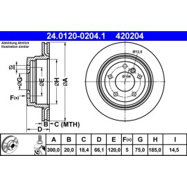 ATE Bremsscheibe BMW Hinterachse E87/E90 24.0120-0204.1 ATE Bremsscheibe BMW Hinterachse E87/E90 24.0120-0204.1
