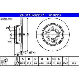 ATE Bremsscheibe VW Hinterachse Sharan 95-10 24.0110-0223.1 ATE Bremsscheibe VW Hinterachse Sharan 95-10 24.0110-0223.1