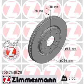 ZIMMERMANN Bremsscheibe 200.2530.20