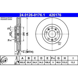 Bremsscheibe Peugeot P. Rcz 1.6 16V/2.0 Hdi 10 24.0126-0176.1