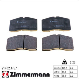 ZIMMERMANN Bremsbelagsatz, Scheibenbremse 21402.175.1