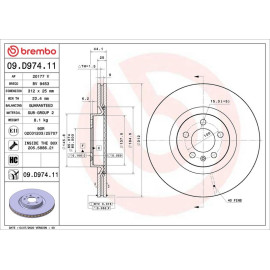 Bremsscheibe VA 09.D974.11 Bremsscheibe VA 09.D974.11