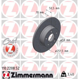 40 482 002 Sport Bremsscheibe HA Sport O 110.2208.52