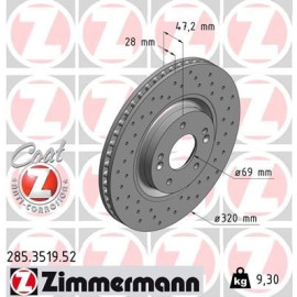 80 481 036 Sport Bremsscheibe VA Sport 285.3519.52 80 481 036 Sport Bremsscheibe VA Sport 285.3519.52