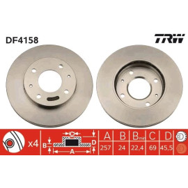 TRW Bremsscheibe Vorderachse DF4158 TRW Bremsscheibe Vorderachse DF4158