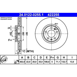 ATE Bremsscheibe 24.0122-0255.1 ATE Bremsscheibe 24.0122-0255.1