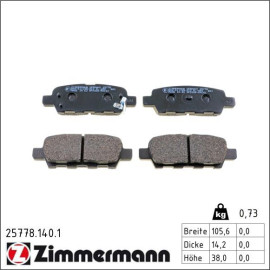ZIMMERMANN Bremsbelagsatz, Scheibenbremse 25778.140.1