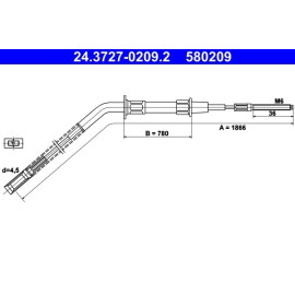 ATE Handbremsseil Seilzug Festellbremse 24.3727-0209.2
