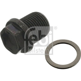 febi bilstein 47739 Ölablassschraube mit Dichtring M18 x 1,5 – Gesamtlänge 27,5 mm, Länge unter Kopf 18 mm, Gewindelänge 16 mm, Außensechskant, SW 17 mm, Stahl, OE 1 422 665 S1 / W711814S443 S1