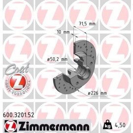 17 482 004 Sport Bremsscheibe HA Sport 600.3201.52