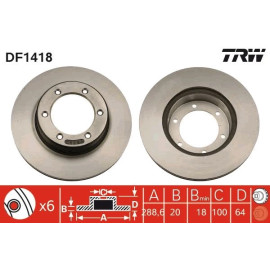 TRW Bremsscheibe Toyota Hilux 84-05 DF1418 TRW Bremsscheibe Toyota Hilux 84-05 DF1418