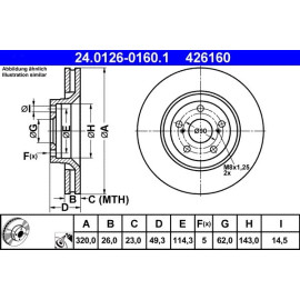 ATE Bremsscheibe Toyota Vorderachse Avensis/Verso 2.0-2.2 D-4D 09 24.0126-0160.1 ATE Bremsscheibe Toyota Vorderachse Avensis/Verso 2.0-2.2 D-4D 09 24.0126-0160.1