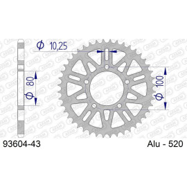 AFAM Kettenrad ALU 43 Zähne 93604-43