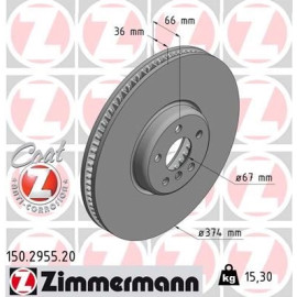 ZIMMERMANN Bremsscheibe 150.2955.20 ZIMMERMANN Bremsscheibe 150.2955.20