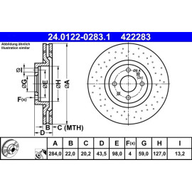 Bremsscheibe Abarth P. 500/500C 1.4 08 24.0122-0283.1