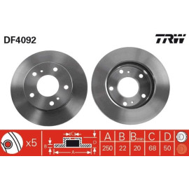 TRW Bremsscheibe Nissan Vanette DF4092 TRW Bremsscheibe Nissan Vanette DF4092
