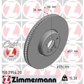 ZIMMERMANN Bremsscheibe 150.2954.20 ZIMMERMANN Bremsscheibe 150.2954.20