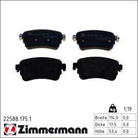 ZIMMERMANN Bremsbelagsatz, Scheibenbremse 22588.175.1 ZIMMERMANN Bremsbelagsatz, Scheibenbremse 22588.175.1