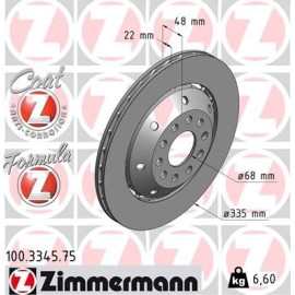 ZIMMERMANN Bremsscheibe 100.3345.75 ZIMMERMANN Bremsscheibe 100.3345.75