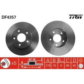 TRW Bremsscheibe Nissan Primera DF4357 TRW Bremsscheibe Nissan Primera DF4357