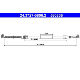 ATE Handbremsseil Seilzug Festellbremse 24.3727-0806.2 ATE Handbremsseil Seilzug Festellbremse 24.3727-0806.2