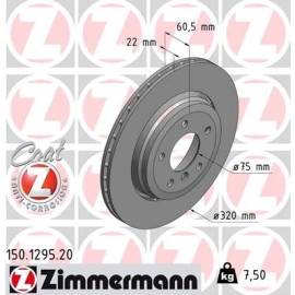 ZIMMERMANN Bremsscheibe 150.1295.20 ZIMMERMANN Bremsscheibe 150.1295.20