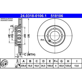 ATE Bremsscheibe VW Vorderachse Lupo/Polo 94-05 PowerDisc 24.0318-0106.1 ATE Bremsscheibe VW Vorderachse Lupo/Polo 94-05 PowerDisc 24.0318-0106.1