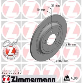Zimmermann Bremsscheibe Hinterachse 285.3533.20 Zimmermann Bremsscheibe Hinterachse 285.3533.20