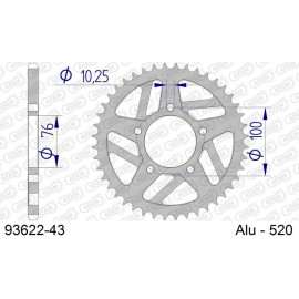AFAM Kettenrad ALU 43 Zähne 93622-43 AFAM Kettenrad ALU 43 Zähne 93622-43