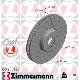 ZIMMERMANN Bremsscheibe 150.2981.20 ZIMMERMANN Bremsscheibe 150.2981.20