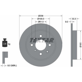 Textar Bremsscheibe 92204000 – 239 mm, Höhe 47,6 Textar Bremsscheibe 92204000 – 239 mm, Höhe 47,6