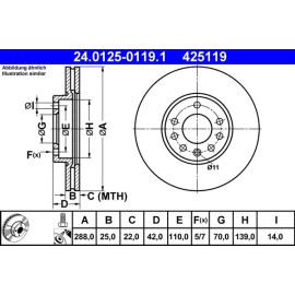 Bremsscheibe Opel P. Speedster/Vectra 1.6-2.6 95 24.0125-0119.1 Bremsscheibe Opel P. Speedster/Vectra 1.6-2.6 95 24.0125-0119.1