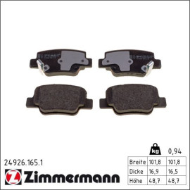 ZIMMERMANN Bremsbeläge 24926.165.1