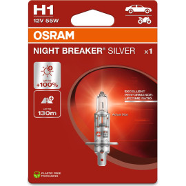 H1 12V 55W P14,5s NIGHT BREAKER SILVER +100% 1 Stück H1 12V 55W P14,5s NIGHT BREAKER SILVER +100% 1 Stück