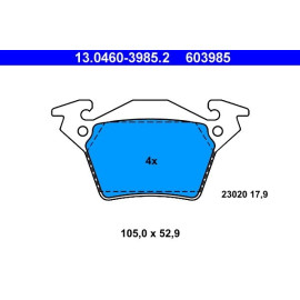 ATE Bremsbelagsatz Mercedes-Benz Hinterachse Vito 108-114 96-03 13.0460-3985.2