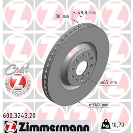ZIMMERMANN Bremsscheibe 600.3243.20 ZIMMERMANN Bremsscheibe 600.3243.20