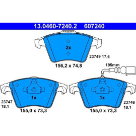 Bremsbelagsatz Vw P. Multivan/T5 1.9-2.5Tdi 03-15 13.0460-7240.2