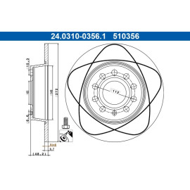 ATE Bremsscheibe VW Hinterachse Caddy/Eos/Golf/Touran 04- PowerDisc 24.0310-0356.1 ATE Bremsscheibe VW Hinterachse Caddy/Eos/Golf/Touran 04- PowerDisc 24.0310-0356.1