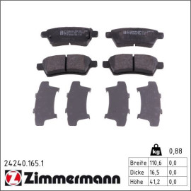 ZIMMERMANN Bremsbeläge 24240.165.1 ZIMMERMANN Bremsbeläge 24240.165.1