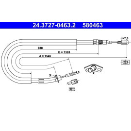 ATE Handbremsseil 24.3727-0463.2 ATE Handbremsseil 24.3727-0463.2