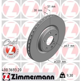 ZIMMERMANN Bremsscheibe 400.3693.20 ZIMMERMANN Bremsscheibe 400.3693.20