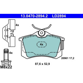 Bremsbelagsatz Audi T. A2/A3/Tt 1.4-1.9 Tdi 96-06 Keramik 13.0470-2894.2